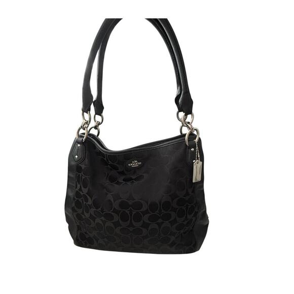 Coach Handbags - Coach Colette Signature Hobo Bag Rare Retired Black Silver Hardware